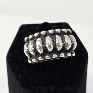 Sterling Silver Ring Bold Modernist Dome SZ 7.75 Bead Design 11.5g